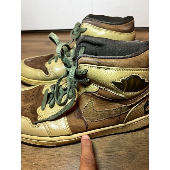 Nike Air Joridan 1 Mid Army Retro Army Forces Leather & Suede Mens Sneakers 11 - Picture 5 of 10